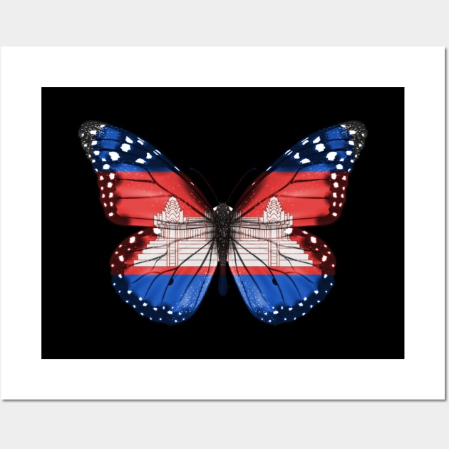 Cambodian Flag  Butterfly - Gift for Cambodian From Cambodia Wall Art by Country Flags